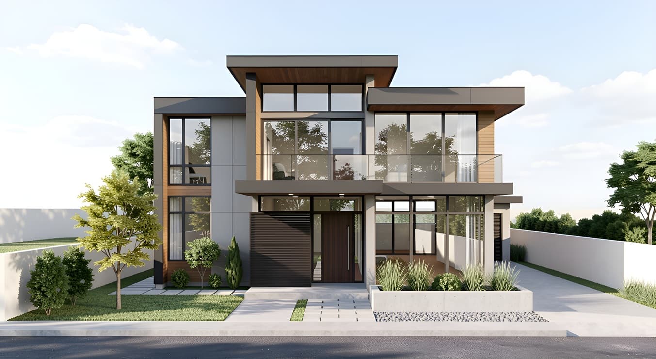 Photorealistic AI 3D render of the same beach house