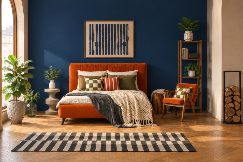 Finished monochrome studio apartment interior visualization