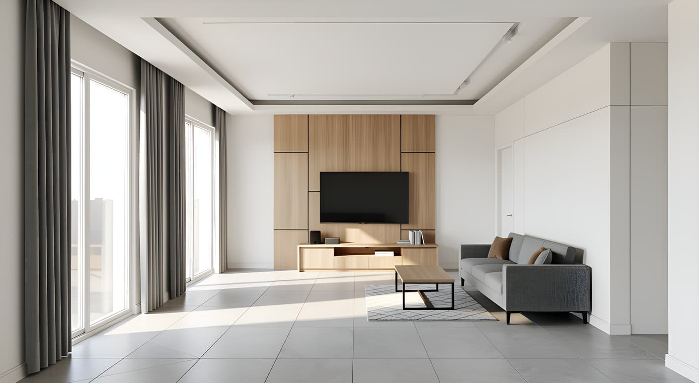 Photorealistic AI render of the same living room