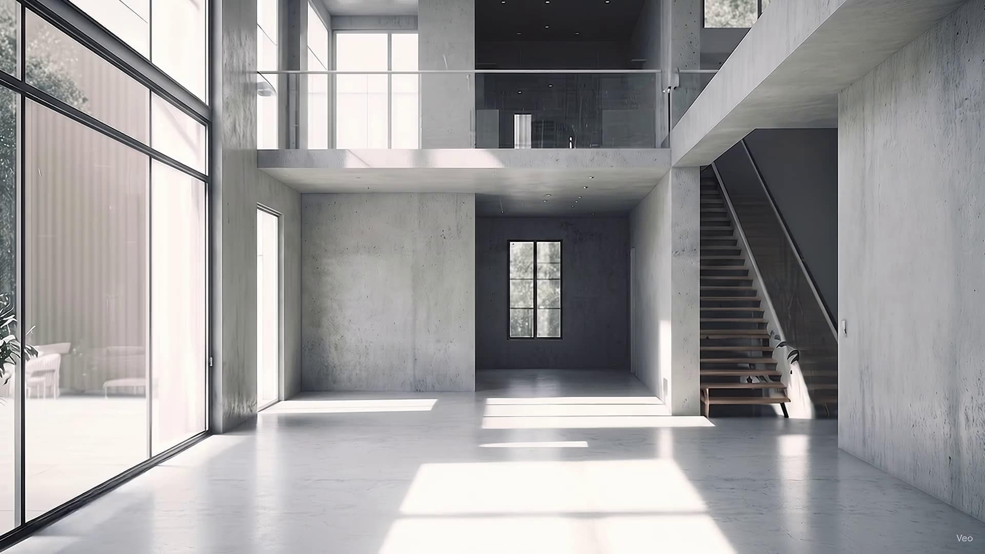Empty concrete loft ready for virtual staging