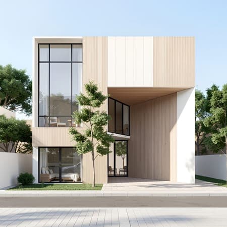 The same house in a minimalist style with pale, clean finishes