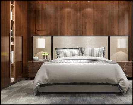 Original bedroom with a timber feature wall