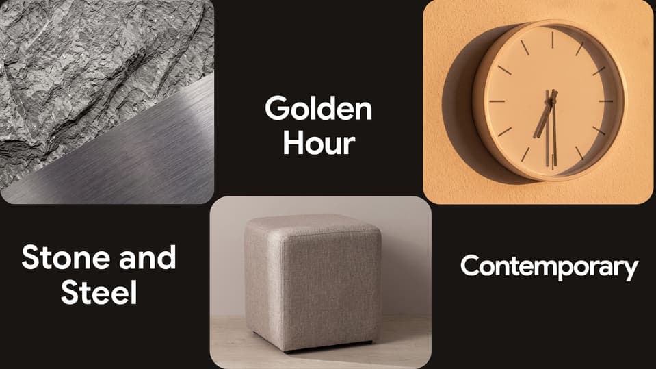 Style options such as Golden Hour, Stone and Steel, and Contemporary